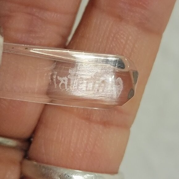 Vintage WATERFORD carved clear crystal 925 sterling silver necklace pendant - Picture 2 of 16